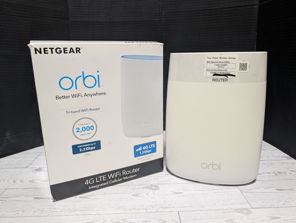 NETGEAR Orbi LBR20 4G LTE WiFi Modem Mesh Router Tri-Band AC2200 White